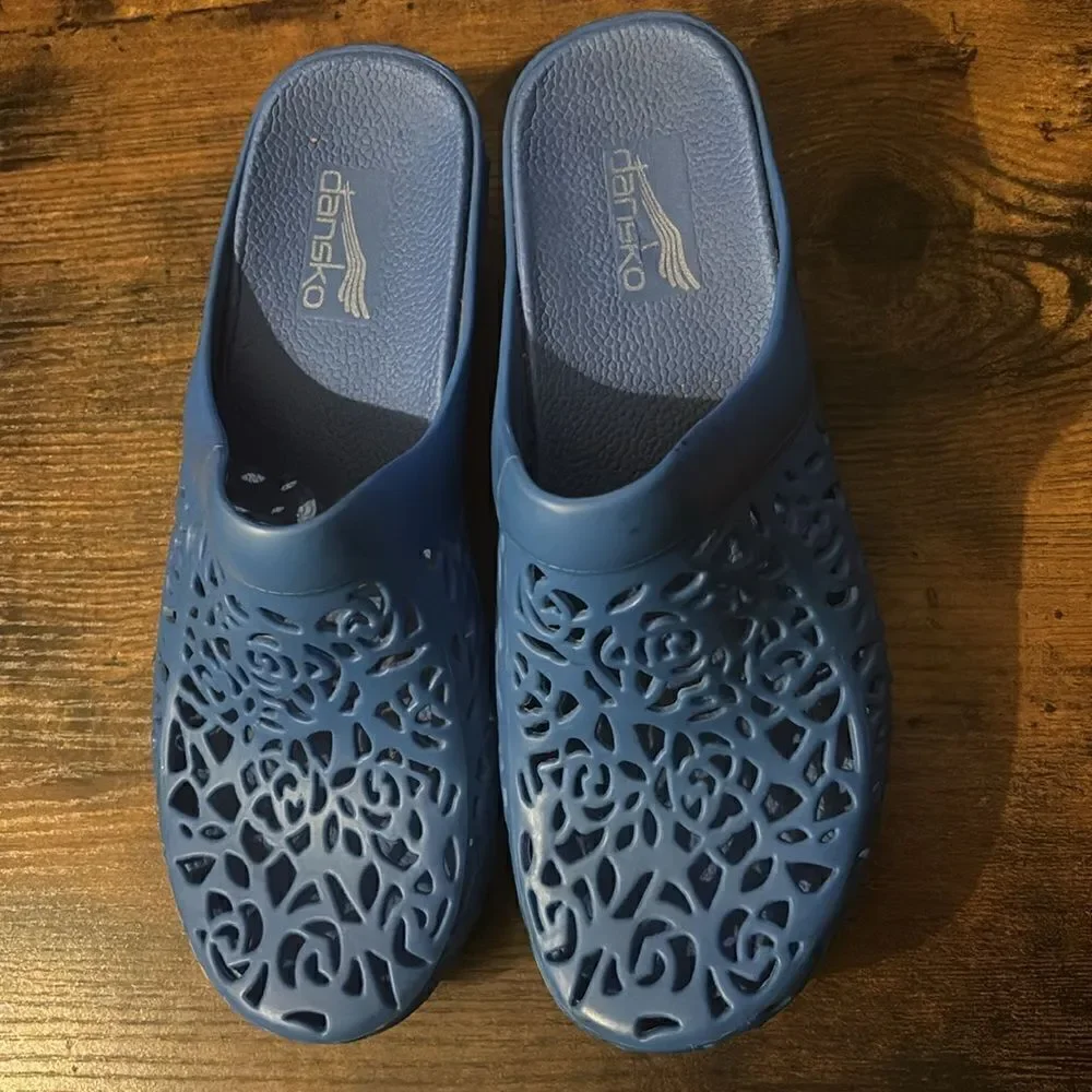 Rare-Dansko Pippa Blue Molded Slide Sandals Size 37 - Picture 2 of 6